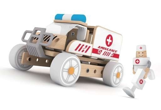 Дървен конструктор за деца - Линейка
