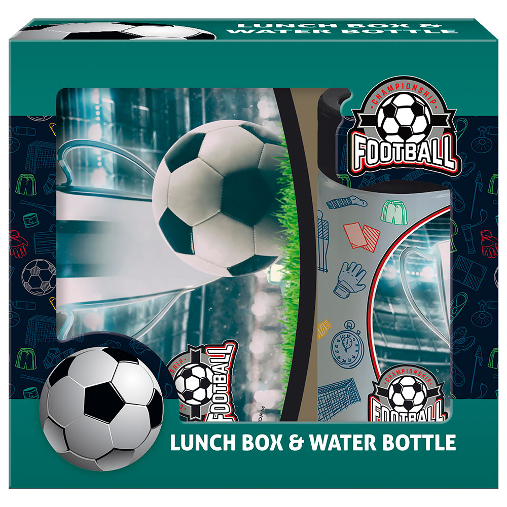 комплект кутия и бутилка футболна топка
