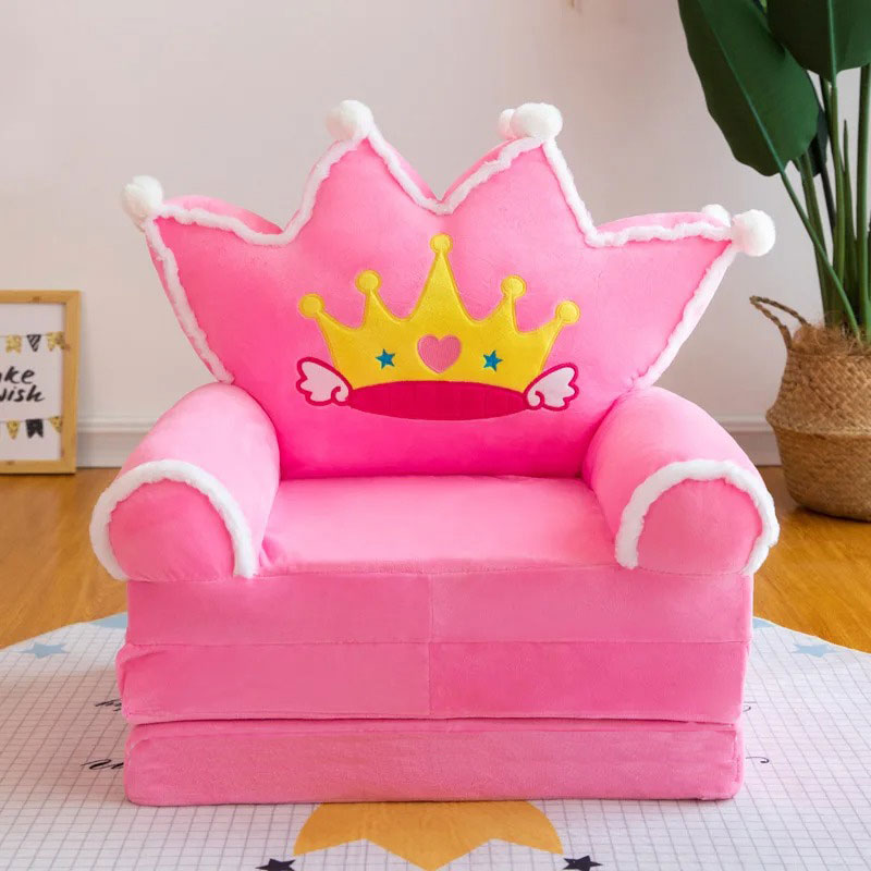 Разтегателен фотьойл за дете троен - Принцеса - розова корона